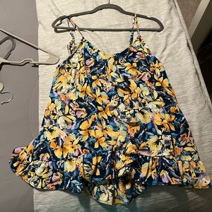 Blue Floral Tank Top